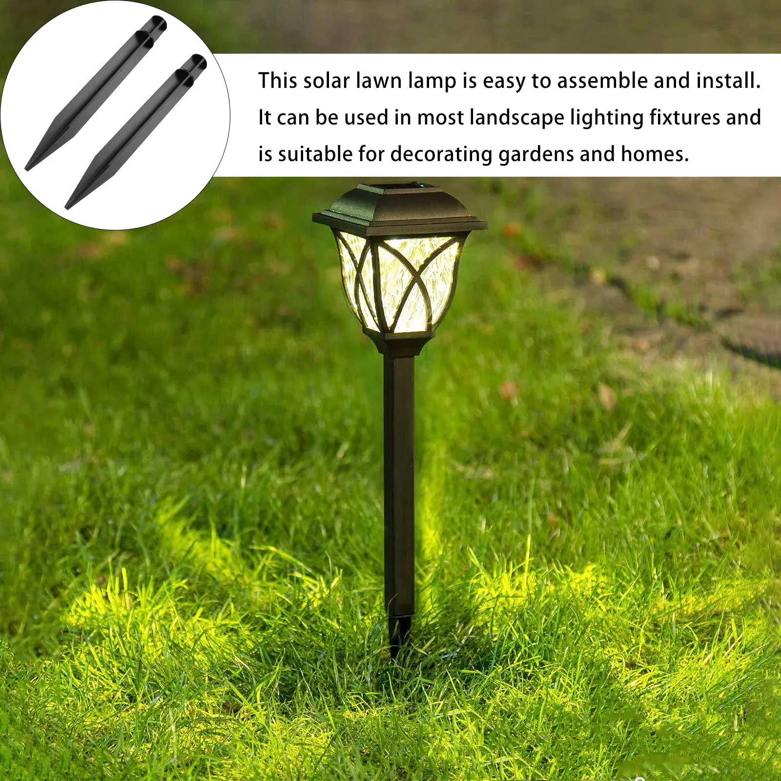 Outdoor Lighting In Ground - 8個入りガーデンライトスパイク、プラスチック製グラウンドプラグ、景観照明用、頑丈で軽量なデザイン、ハロウィンパーティー、屋外ソーラー用