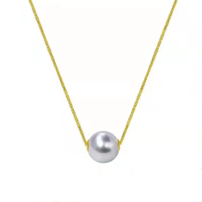 

NYMPH Real 18K Gold Necklace Pendant Pure AU750 Chopin chain Fine Jewelry Natural Freshwater Pearl For Women Wedding Gift X596