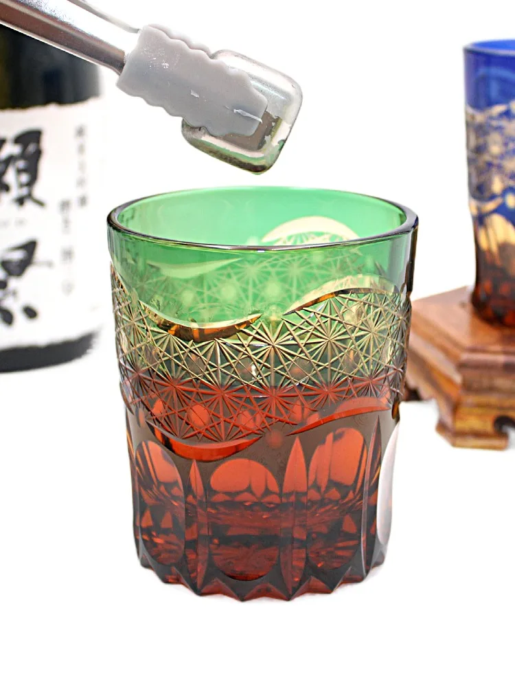 

Japanese style whisky cup, foreign wine cup, lead-free crystal glass, Japanese Edo dice craft, household gifts, dawn