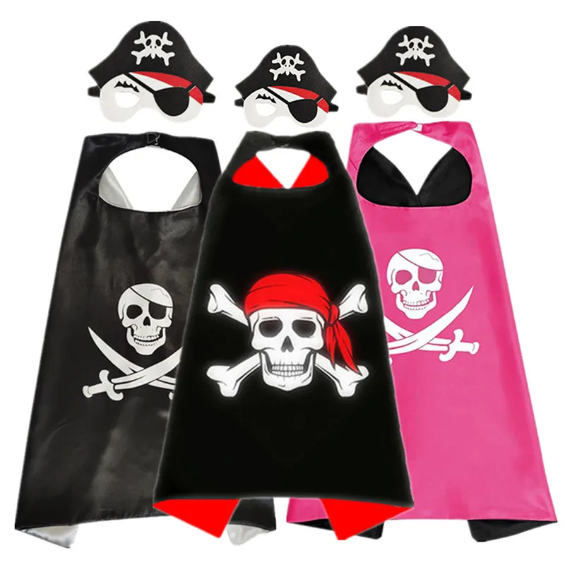 Kinderen Piratenkostuum Anime Vilt Masker Cape Set Kinderen Cosplay Performance Mantel Halloween Kerstfeest Jurk Up Verjaardagscadeau