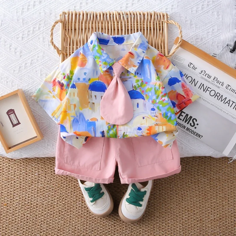 

New Summer Baby Clothes Suit Children Boys Casual Short Sleeved Shirt Shorts 2Pcs/Sets Infant Cartoon Costume Kids Tracksuits