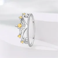 Bagues originales en argent Sterling 925 avec couronne en forme de cœur rose, bagues en tournesol en Zirconium scintillant, bijoux uniques pour anniversaire, cadeaux 4