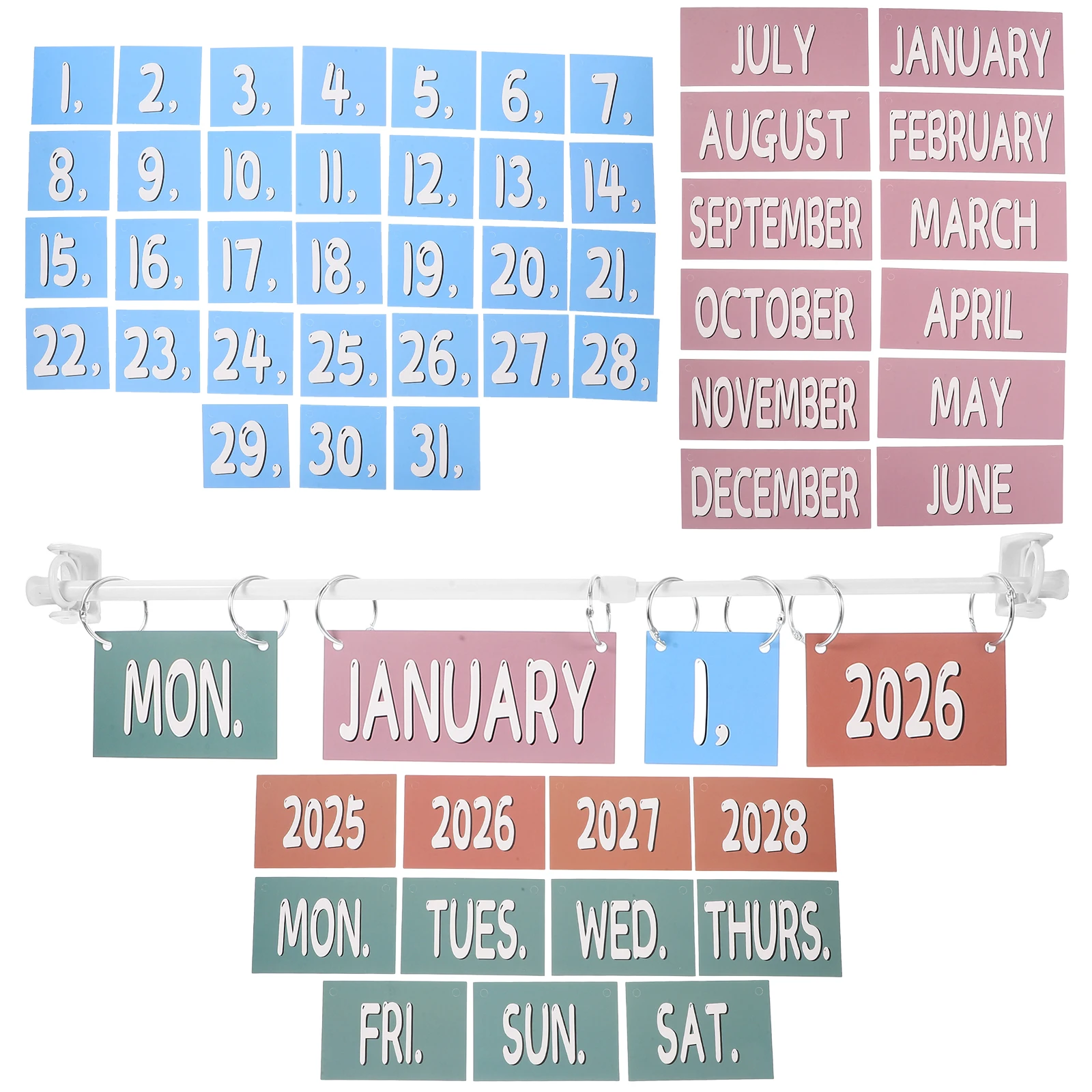 1세트 플립 게시판 보헤미안 교실 장식 빈티지 벽걸이 달력 유치원 교육 학교 용품 2025–2028