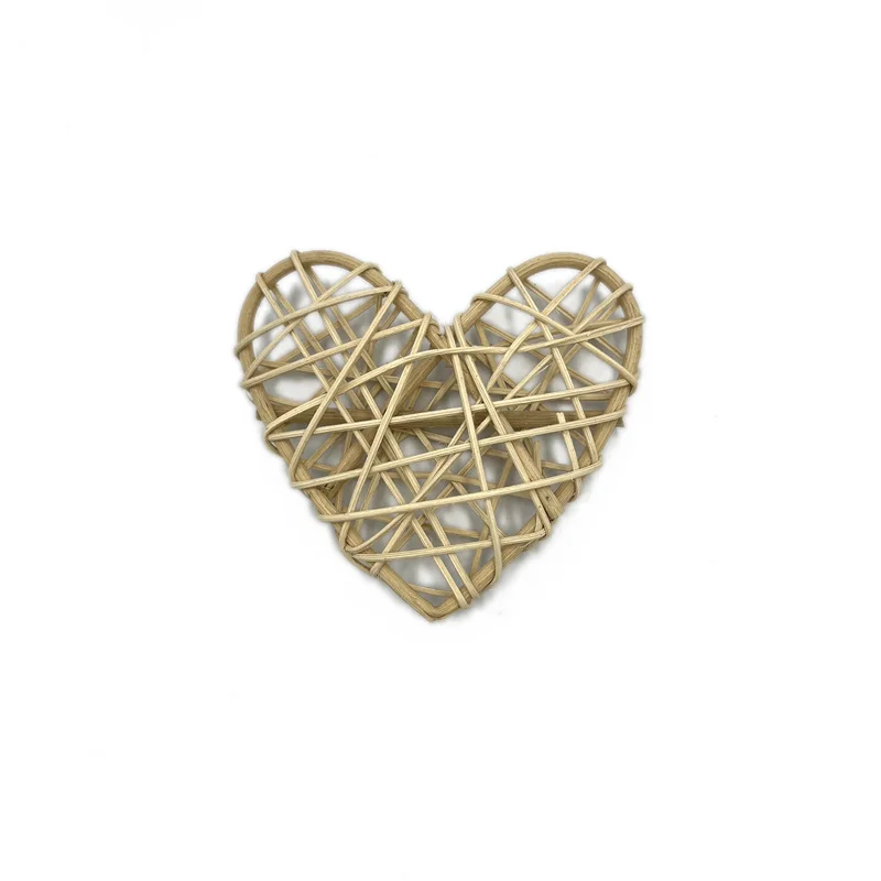 10pcs 7cm Heart Shaped Rattan Ball Vase Filler Natural Rattan for Valentine's Day Decoration Wedding Home Decoration