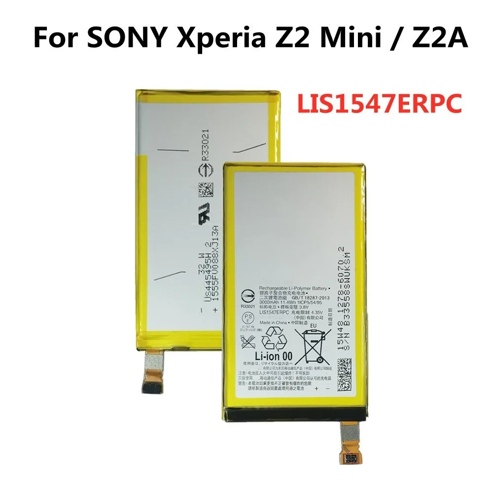 

3000mAh LIS1547ERPC Replacement Battery For SONY Xperia Z2 Compact Z2A Z2 MINI ZL2 SOL25 D6563 Z2MINI Mobile Phone Bateria