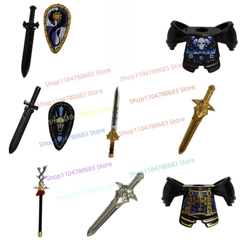 acessorios-de-montagem-de-blocos-de-construcao-moc-escudo-de-armadura-espada-ornamentos-decorativos-brinquedos-de-colecao-presentes-de-ferias