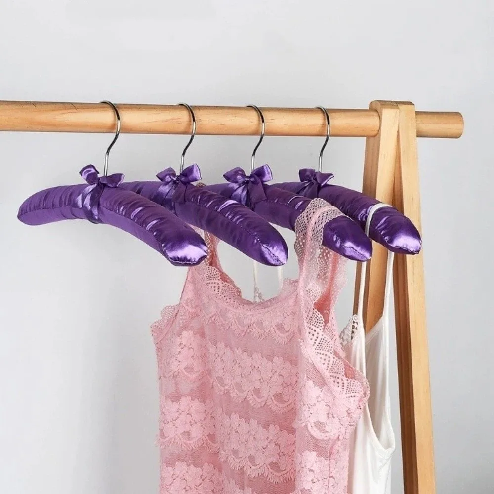 5PCS Soft Satin Padded Clothes Hanger Non-slip Wrinkle-resistant Satin Padded Display Hanger Traceless Shop Display Hangers