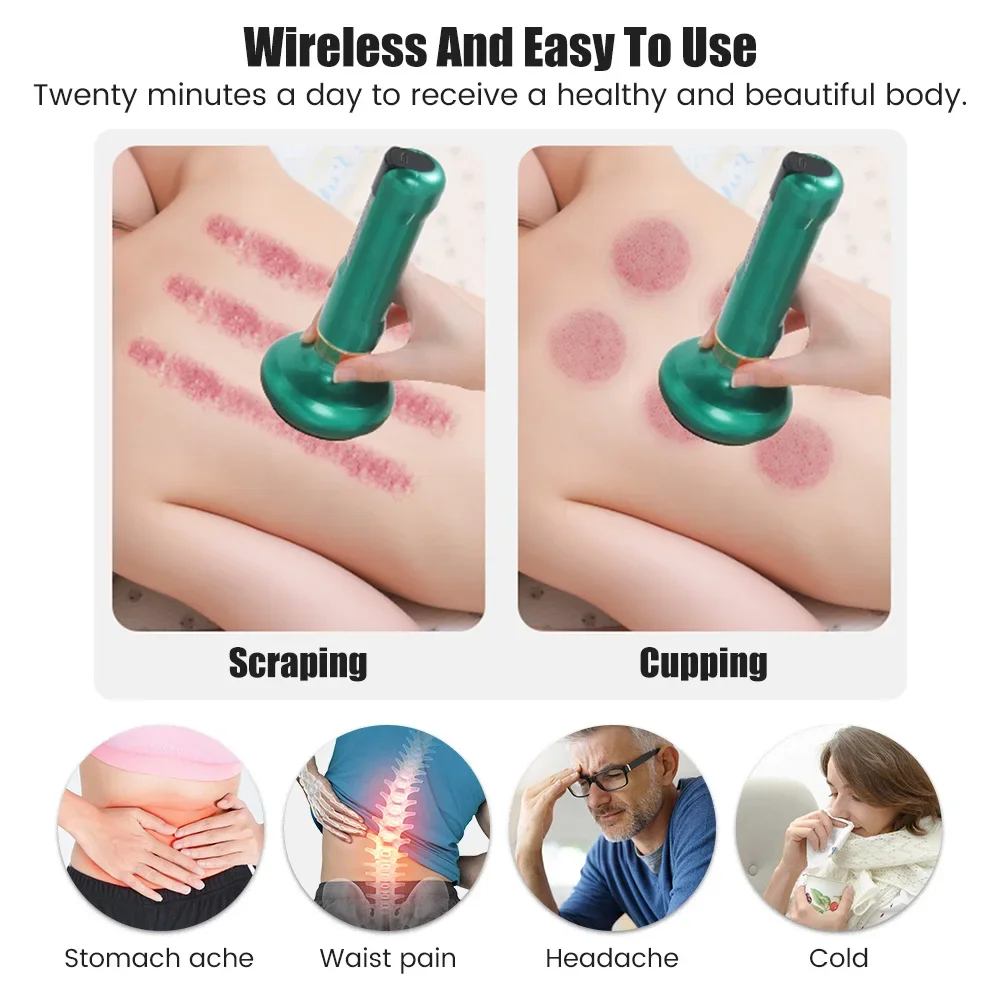 12-Level Body Scraping Massage Smart Electric Vacuum Cupping Can Suction Cup Device Back Neck Arm Guasha Massger Masajeador