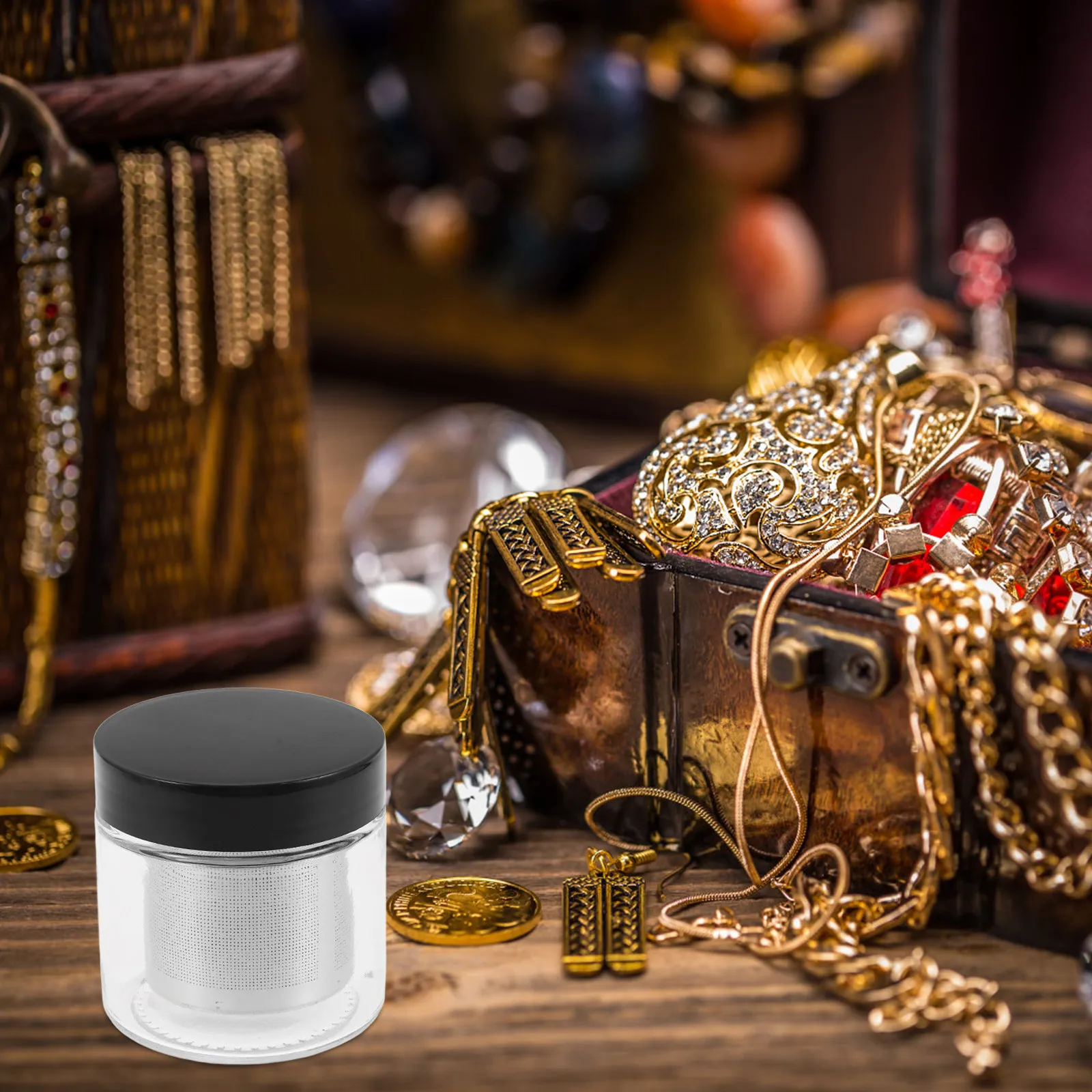 

Чаша-фильтр для чистки ювелирных изделий: серег, ожерелий, браслетов, колец, часов, драгоценных камней. Ручная чаша для вибрационной очистки.