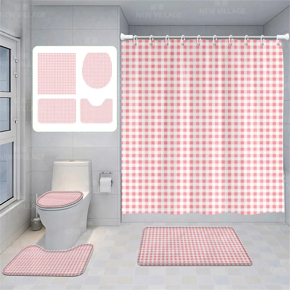 Home shower curtains bathroom Decora waterproof fabric non-slip bathmat water absorption curtain Modern geometric nordic simple