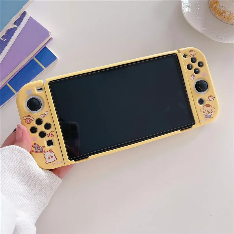 Cartoon Sanrio Pom Pom Purin TPU Soft Protective Case for Nintendo Switch OLED NS Console Joy-Con Controller Housing Shell Cover