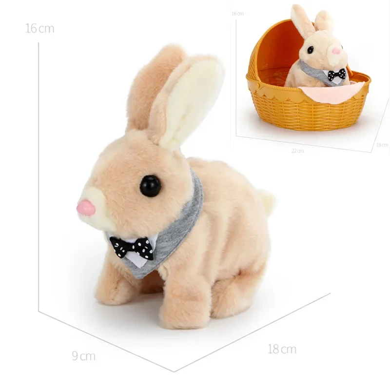 Robot Thỏ Điện Tử Sang Trọng Bunny Đồ Chơi Đi Bộ Nhảy Mềm Động Vật Vòm Mũi Lắc Tai Điện Thỏ Thú Cưng Cho Bé Sinh Nhật quà Tặng