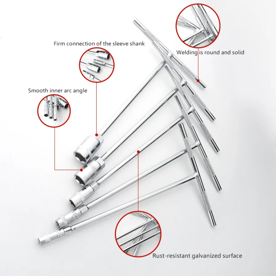 Se adapta perfectamente al juego de herramientas para fines de reparación de automóviles Modelo Juego de llaves de casquillo en T con combinación de varias piezas Práctico, costo-