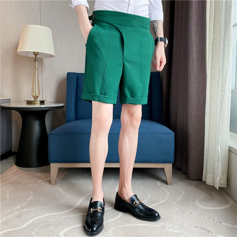 Short drapé taille haute pour hommes, pantalon court de bureau, coupe couvertes, vêtements formels, mode décontractée, été, haute qualité, 2022