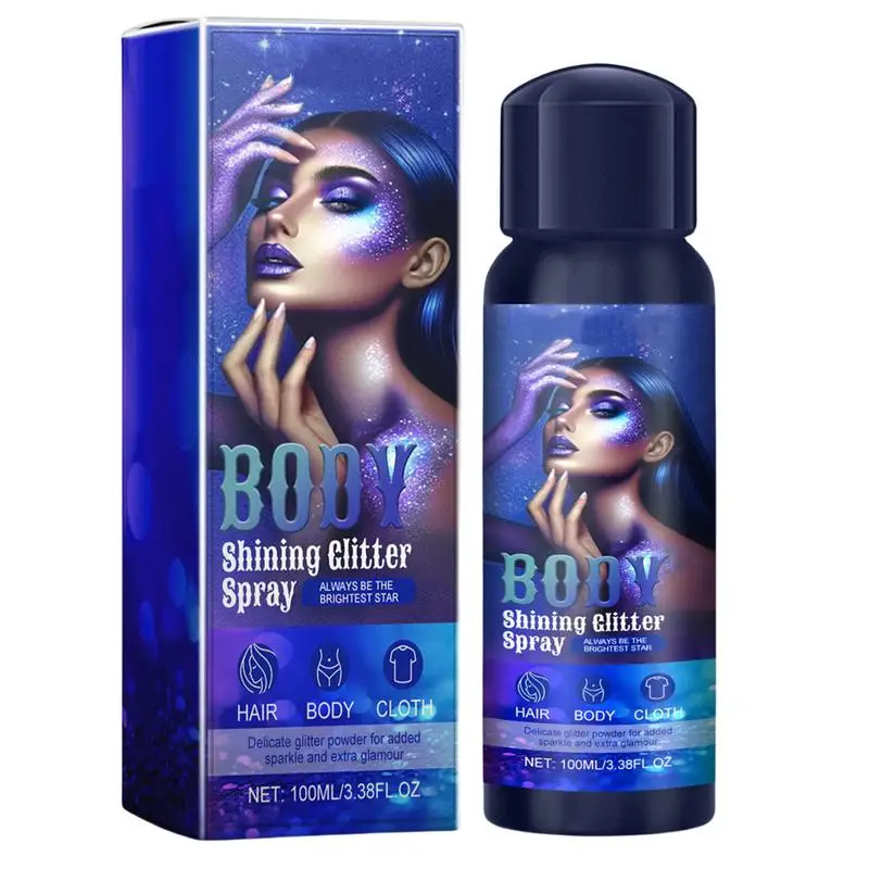 Spray brillante para el cuerpo, brillo para el cabello de la cara, brillo de alta duración, resistente al agua, maquillaje para resaltar con diamantes, 100ml