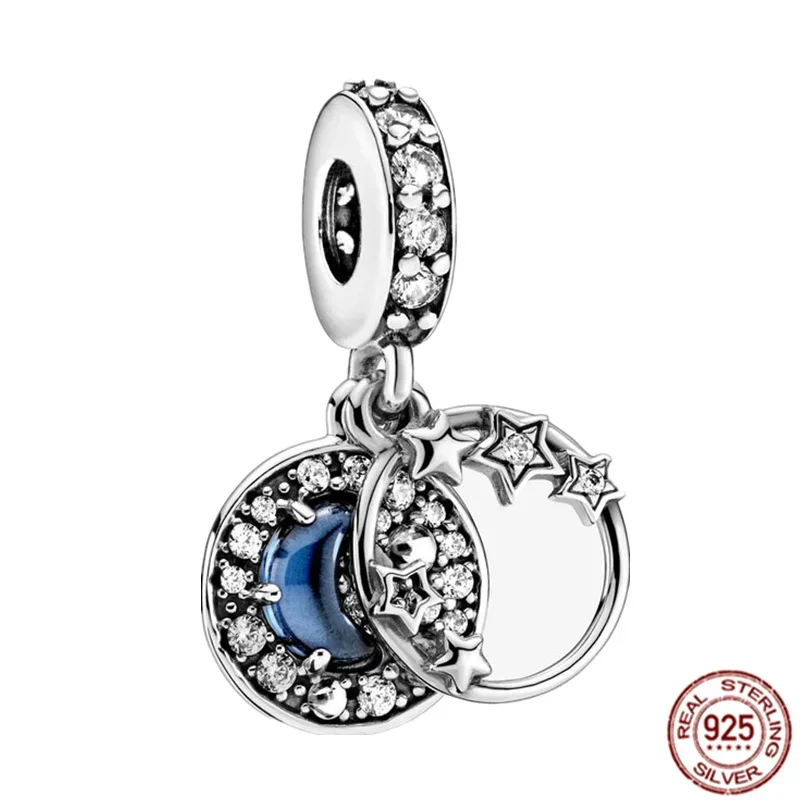 Oryginalny 925 Sterling Silver Blue Eye Star Heart Flower Hot Air Balloon Beads Charms dla Pandora DIY Bransoletka Biżuteria damska Prezent