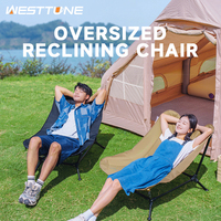 WESTTUNE Folding Lounger Chair Oversized Camping Reclining Chair Aluminum Alloy Outdoor Leisure Lazy Chair for Camping Travel