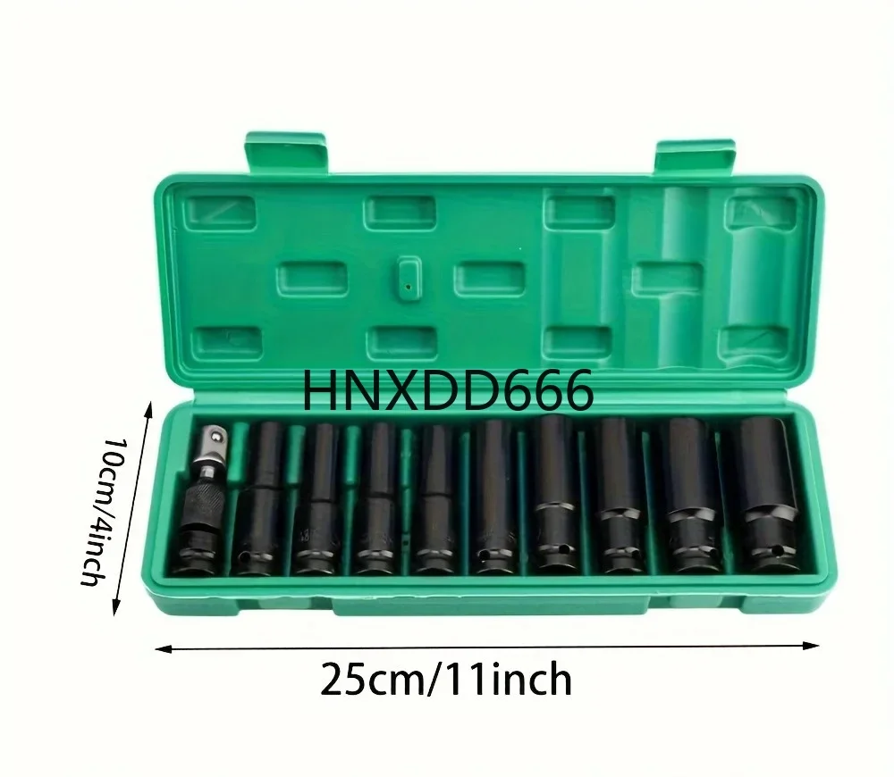 11pcs 1/2-Inch Drive Metric Deep Impact Socket Set 10mm - 24mm,Electric Wrench Socket Tool Set, Heavy Duty Impact Socket Set wit