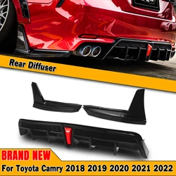 YOFER Gloss Black Rear Diffuser Bumper Lip Boot Spoiler Plate With Pilot Lamp For Toyota Camry SE XSE Sport Model 2018-2024