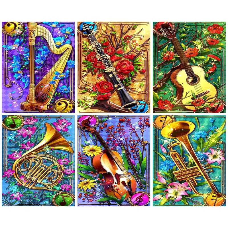 

CHENISTORY Diamond Painting Musical Instrument Diamond Embroidery 5d City Landscape Mosaic Hobby And Needlework Home Decor