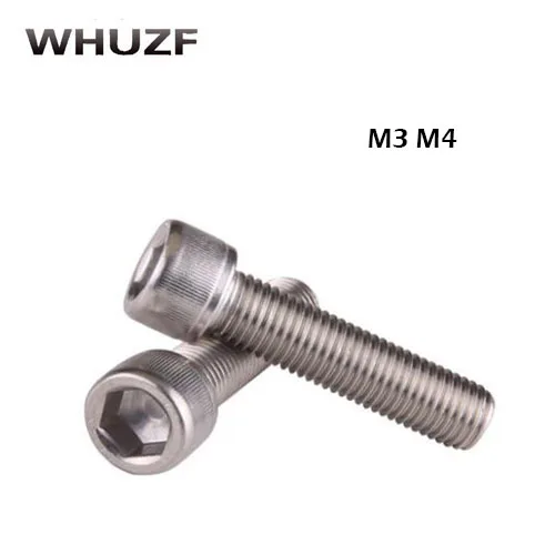 50Pcs M4 M5 Stainless Steel Screws Allen Hex Socket Head Screw Bolt Fastener M4/5*6/8/10/12mm/16mm/20mm/25mm/30mm