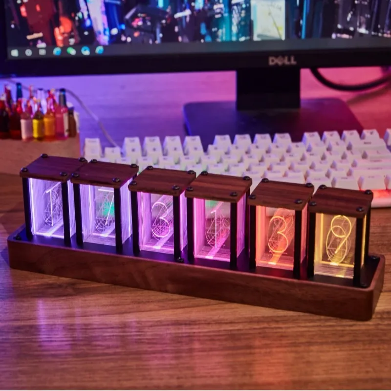 Retro Vacuum Tube Table Clock Luxury Nixie Glow Tubes Desk Watch Decorative Bedroom Tabletop Clocks Aesthetic Desktop Watches