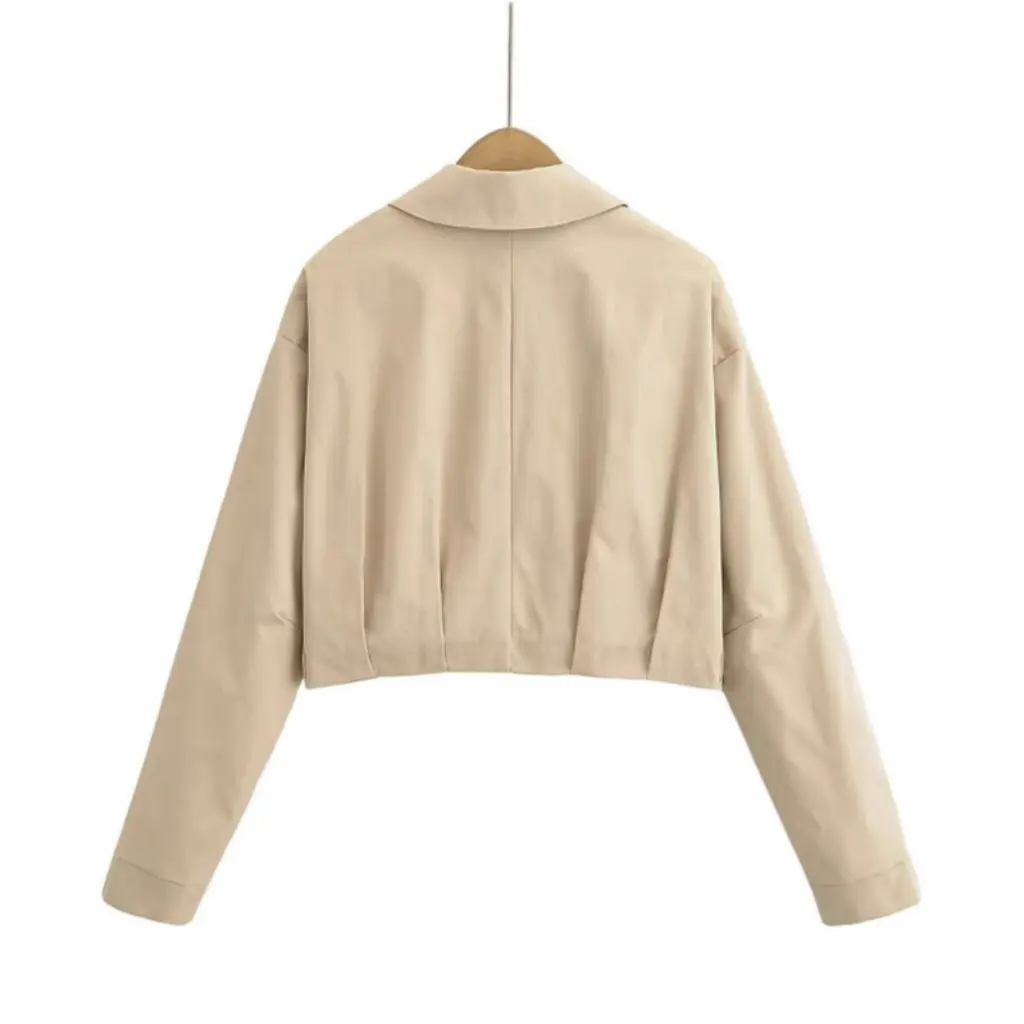 

Women's Classic Pleated Loose Lapel Jacket Fashionable Versatile Outerwear for All Seasons