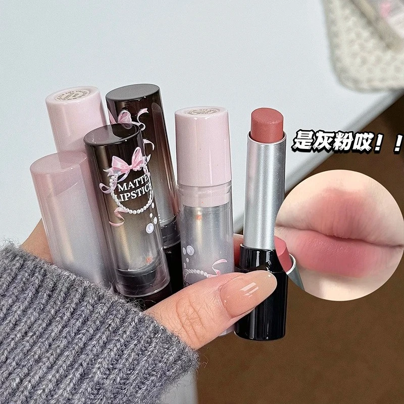 Waterproof Sweatproof Not Fade Lip Gloss Cement Gray Brown Low Gloss Lipstick With Fine Shine Tobacco Pink Lip Stick Makeup