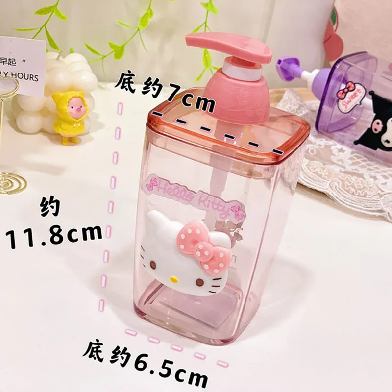 450Ml Sanrios Soap Bottle Anime Kuromi Melody Outdoor Portable Emulsion Dispenser Bottle Cute Lotion Container Bathroom Supplies