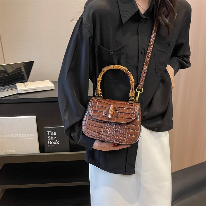 Brand bamboo hand bags for women High quality PU shoulder bag Designer crossbody bag Cute purses and handbags Luxury satchel