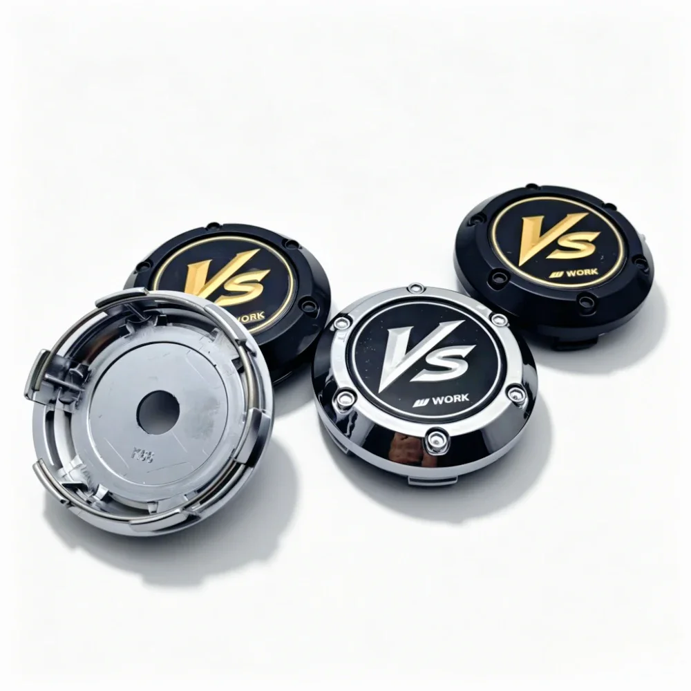 4pcs JDM VS W Work Emblem Car Wheel Center Caps Hub Cap 66MM Clips 62MM Rim Dust Cover Wheels Hubcap Replacement Car Accessories