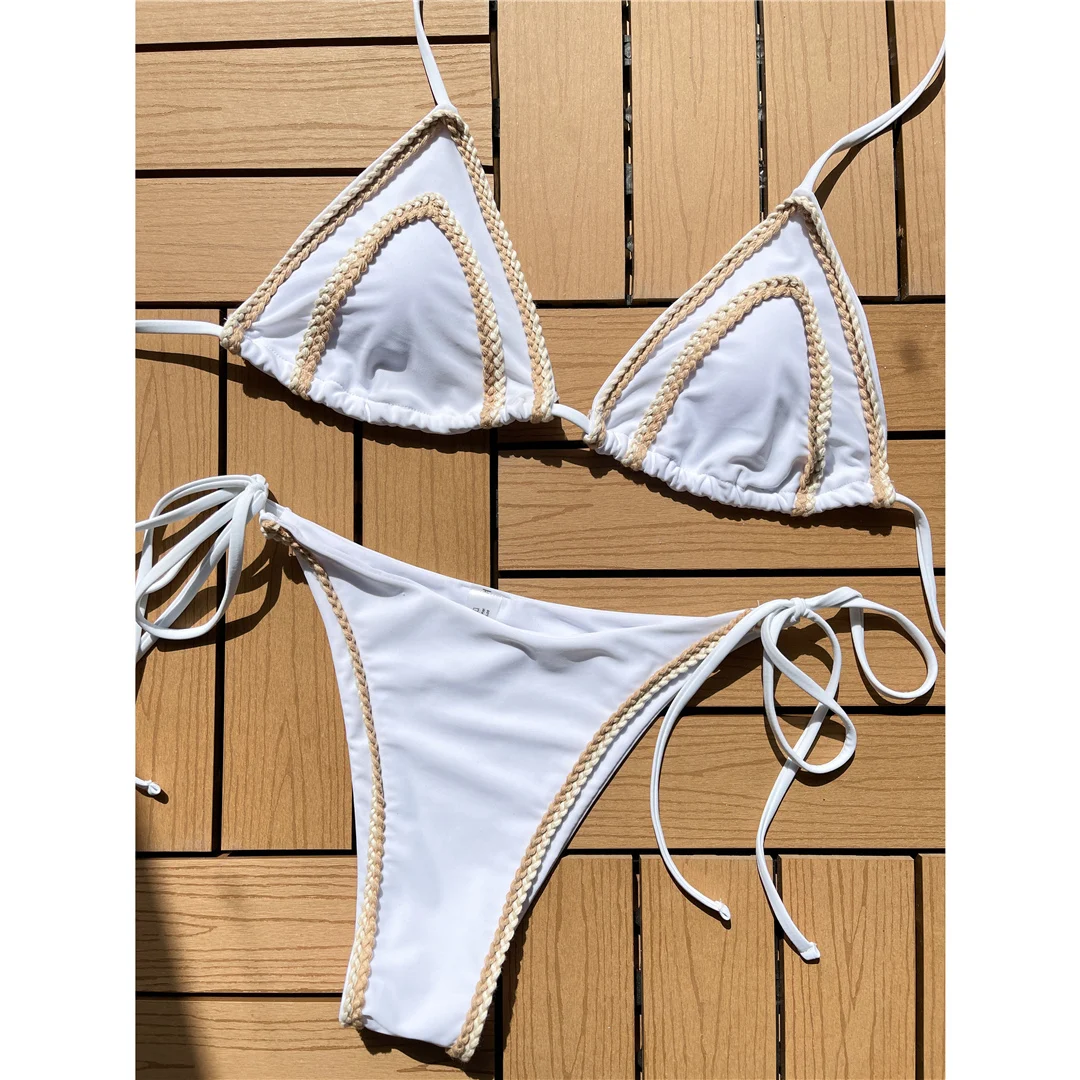 Sexy Splicing Neckholder-Bikini, brasilianischer Stil, Damen-Badeanzug, zweiteiliges Bikini-Set, Badebekleidung, Badeanzug, Damen-Bikini V4593G – Detail 32