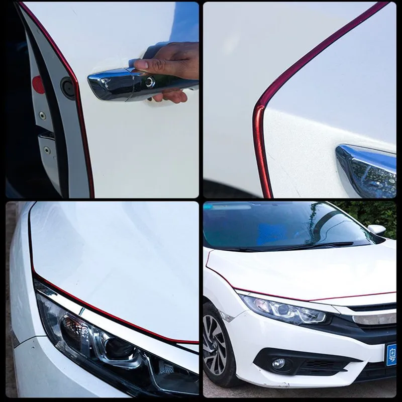 5M Carbonfaser Auto-Türkantenschutz Zierleiste Kratzschutz Chrom DIY Silber Karosserie-Schutzstreifen – Detail 3