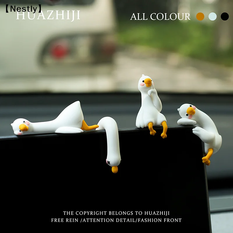 Tierdekoration aus Kunstharz für Schreibtisch, Auto, Armaturenbrett, TV-Monitor, Geschenkidee, niedliche 3D-Entenfigur, Mini-Entenornament aus Kunstharz, verspieltes Ornament〔Nest〕