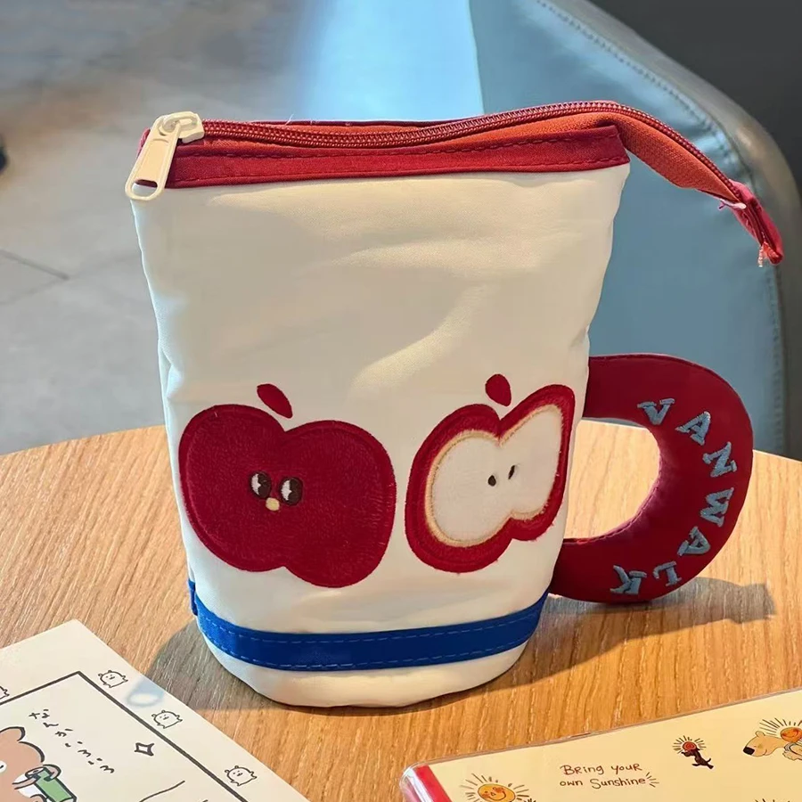 Simpatica borsa per penne a forma di tazza da tè con manico Astuccio per matite per cartoni animati Portapenne di grande capacità Studenti
