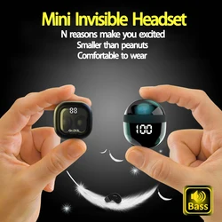 SK Mini headphones 5.3 wireless bluetooth headset small earbuds sleep work sports invisible HD HIFI bass sound quality earphones