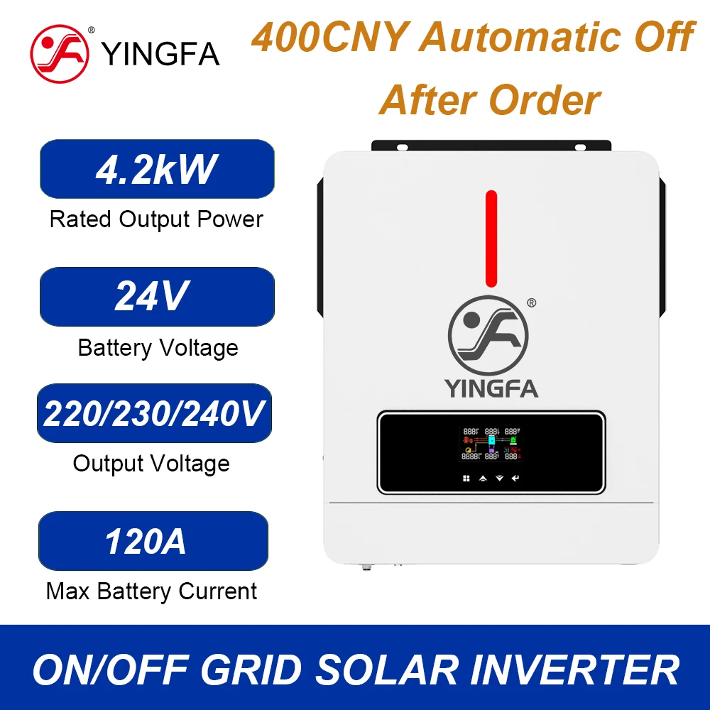 YINGFA 4.2kW Solar Inverter 220V 230V 240V Dual Output 24V Battery Connection MPPT Off Grid Hybrid Photovoltaic Inverters