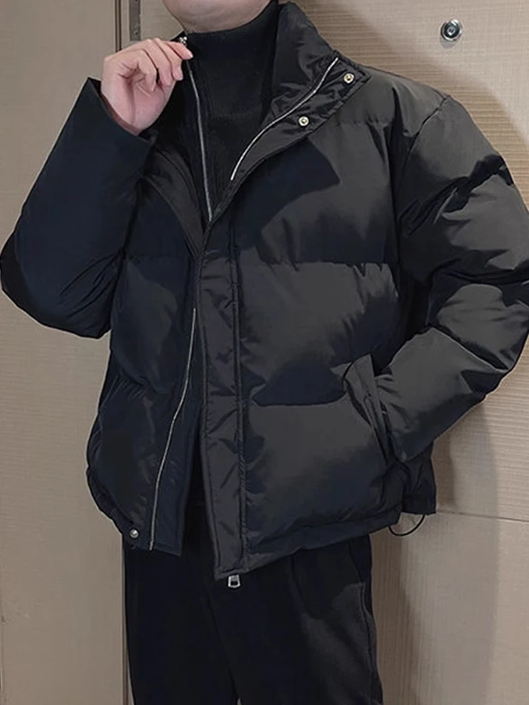 

Мужская повседневная утепленная хлопковая куртка с воротником-стойкой, свободного кроя, зимняя верхняя одежда, теплая, однотонная, на молнии