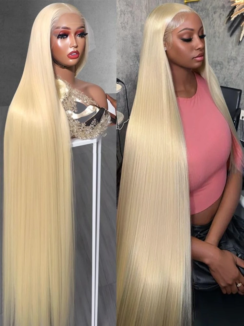 

613 Honey Blonde 200 Density 13x6 HD Transparent Lace Front Human Hair Wig Straight Human Hair Wigs 30 Inches Lace Frontal Wigs
