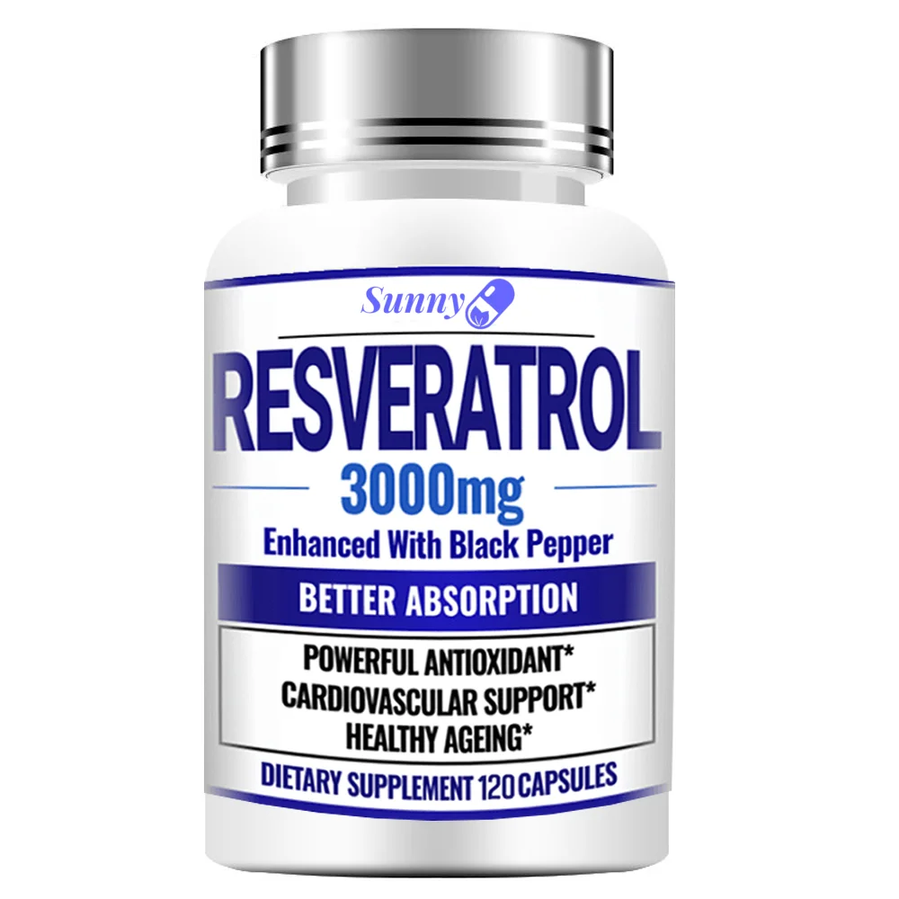 Natural Resveratrol Antioxidant Supplement - Balances Body Energy, Skin Cell Health, Improves Brain Function and Immune System