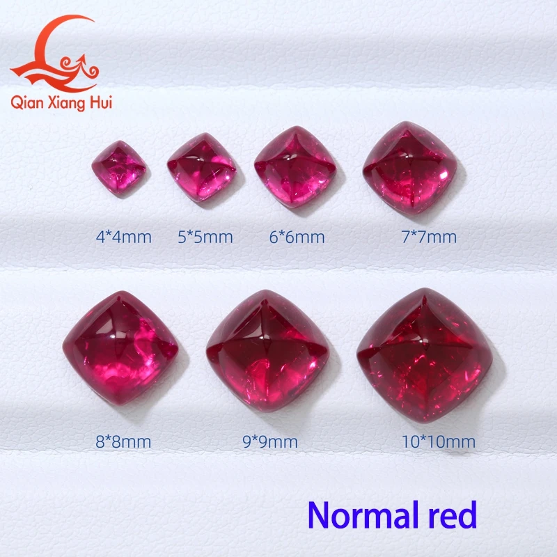 Tower Shape 4-10mm  lab grow ruby Sugar-Loaf Cut Pigeon blood red color  Minor Cracks Inclusions  Loose Gem Stone