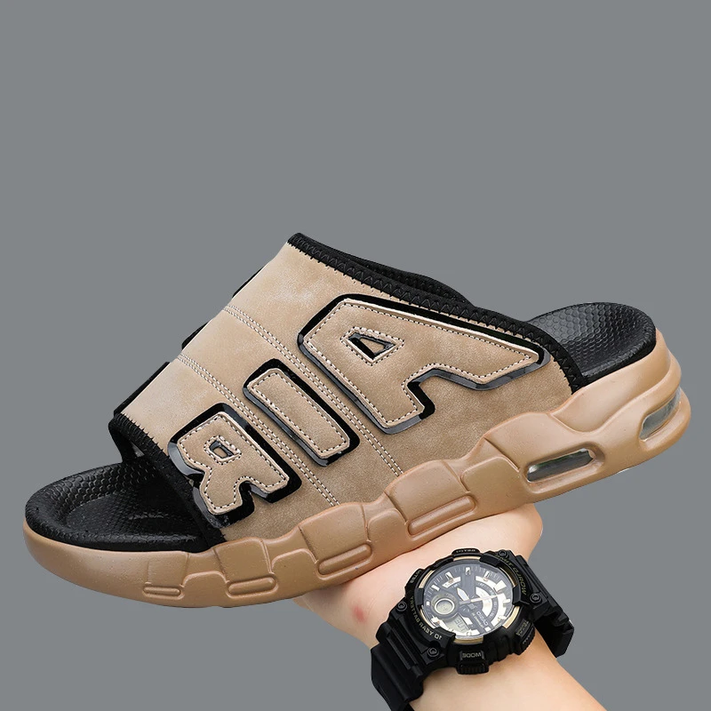 Zapatillas de playa con cojín de aire para hombre, chanclas de marca, talla grande, modernas, 2024