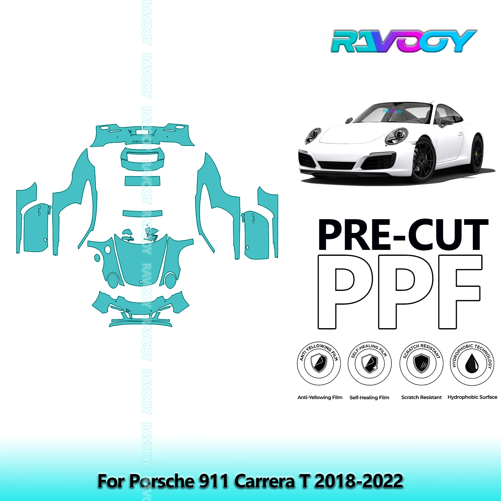 

Full Vehicle Clear Bra Precut PPF Paint Protection Film For Porsche 911 Carrera T 2018-2022