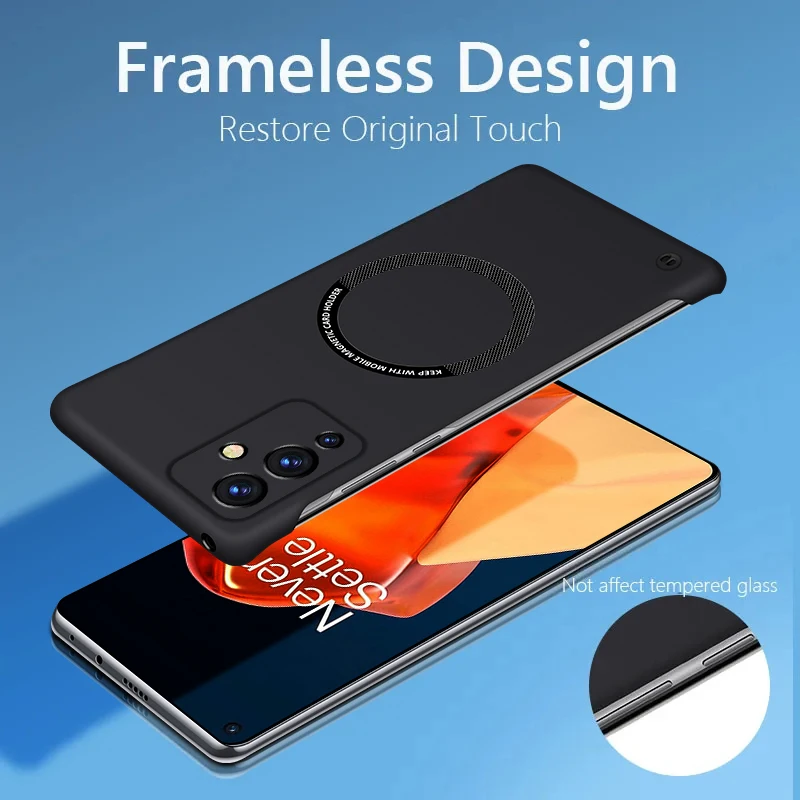 Ultra Thin Hard PC Magnetic Frameless Phone Cover Case For OnePlus 9 Pro Cover Case Matte Color Solid Shockproof Cover Cases