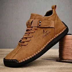 Ankle Boots For Men 2024 Spring Man Casual Sneakers Non Slip Khaki Work Mens Shoe Short Boots Loafers Lace Up Zapatillas Hombre