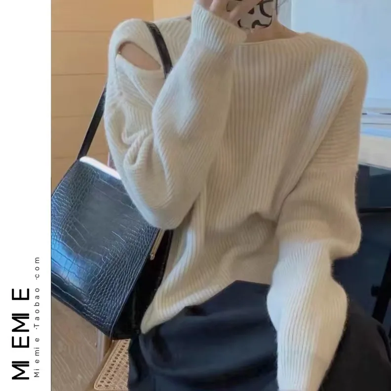 Thiened Morbido maglione lavorato a maglia oulder Sve Design rotondo Ne Pullover Maglieria Pendolarismo Sle Lunghezza regolare Altro tessuto