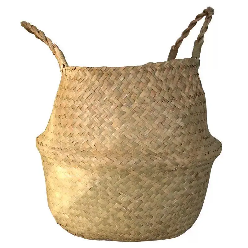 

Original color rattan wicker handheld basket suitable for home living room plant decorative pots straw handheld flower pots pots
