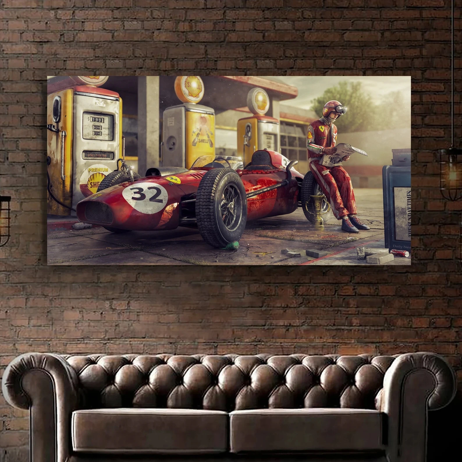 Racing Retro Car Driver Full Drill Diamond Painting Kits , Cool Decor for Office , DIY Motorsport Gifts for Auto Enthusiast