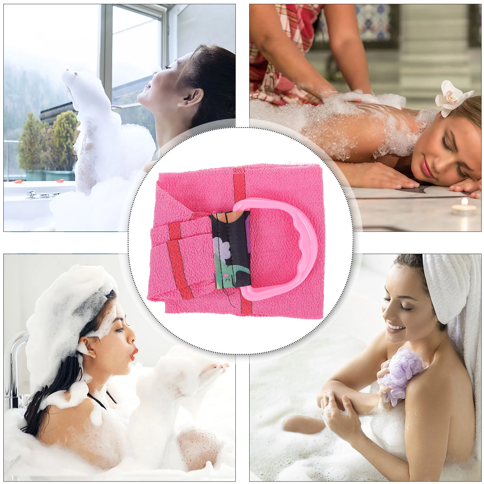 

Back Scrubber Bathroom Back Washer Handles Exfoliating Shower Towel Body Deep Clean Bathing Scrubber Bath Towels