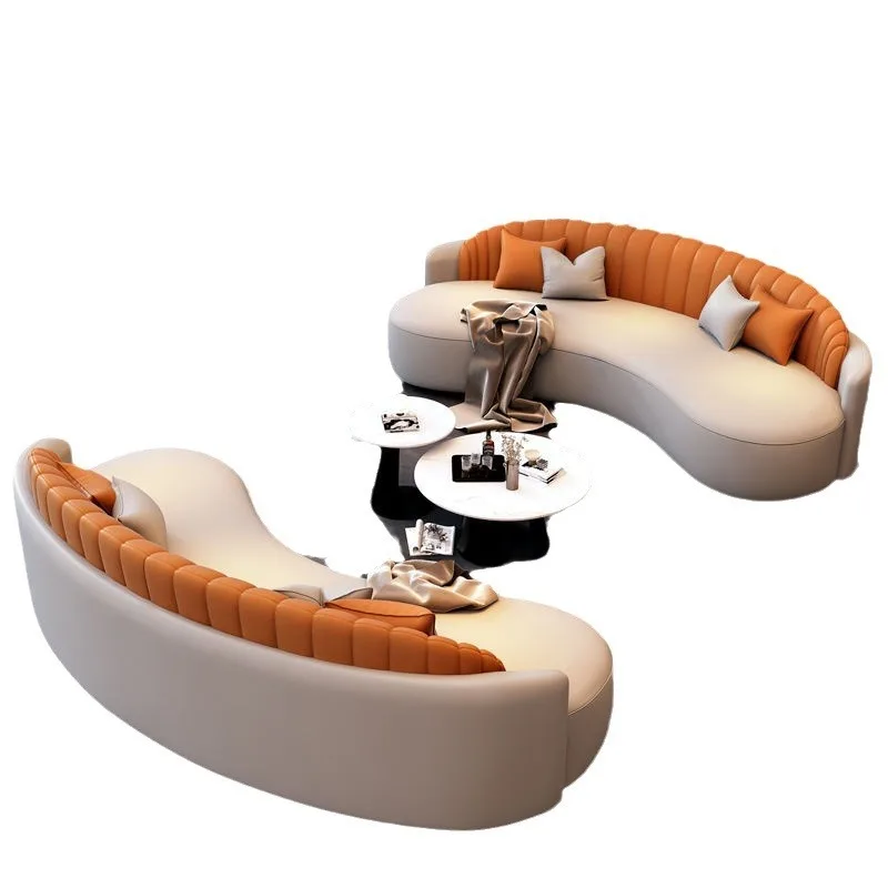 

Light luxury modern curved reception sofa
